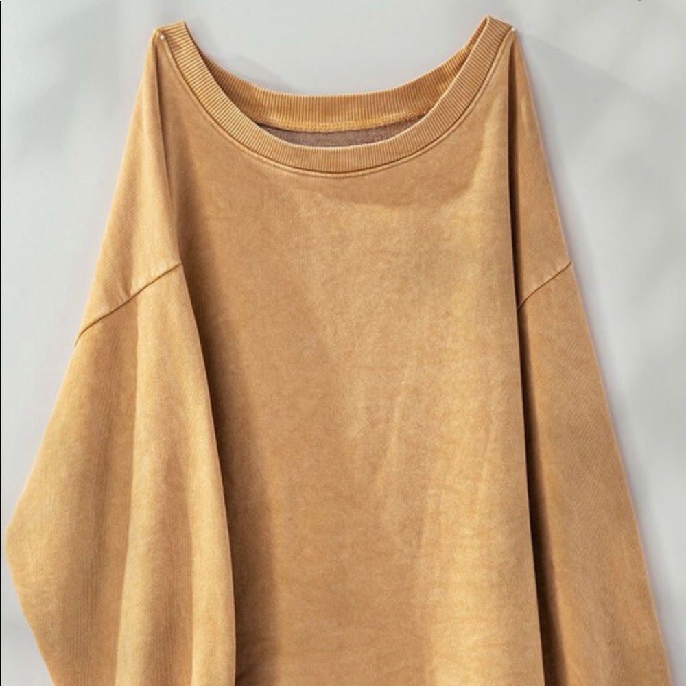 Vintage wash terry cloth cropped sweatshirt